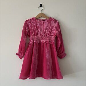 Crewcuts J.Crew Girls Pink Velvet Long Sleeve Dress Size 4 Holiday Party NWT